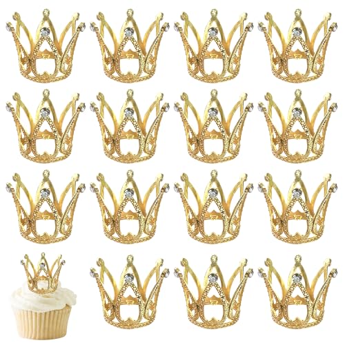 8 Stück Mini Krone Tortendeko Kristall Perlen Krone Cupcake Toppers Kleine Krone Tiara Kuchen Deko Für Brautdusche Hochzeit Themed Kinder Geburtstag Party Kuchen Dekorationen Gold von SYKYCTCY