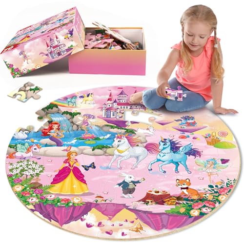 SYNARRY Große Einhorn Prinzessin Boden Puzzle für Kinder ab 3 4 5 6 7 8 Jahren, 70 Teile Kinderpuzzle Einhorn Holz, Lernspielzeug Spiele Geschenk für Jungen Mädchen SYNARRY Große Einhorn Prinzessin Boden Puzzle für Kinder ab 3 4 5 6 7 8 Jahren, 70 Teile Kinderpuzzle Einhorn Holz, Lernspielzeug Spiele Geschenk für Jungen Mädchen von SYNARRY