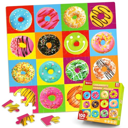SYNARRY 100 Teile Donuts Puzzles für Kinder ab 4 5 6 7 8 Jahren, Lernen Pädagogische Puzzle Spielzeug von SYNARRY