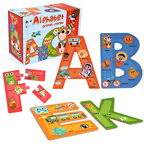 SYNARRY Große Alphabet Puzzle ab 3 4 5 6 Jahre, Holz Puzzle Lernen Spielzeug für Kinder Jungen Mädchen SYNARRY Große Alphabet Puzzle ab 3 4 5 6 Jahre, Holz Puzzle Lernen Spielzeug für Kinder Jungen Mädchen von SYNARRY