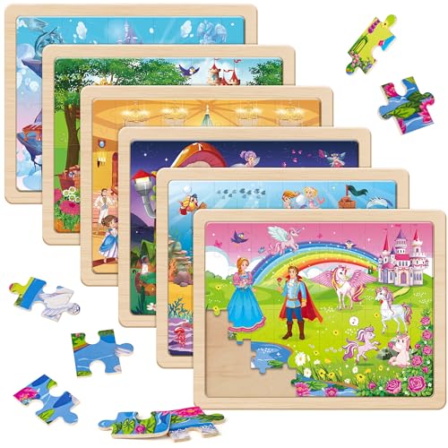 SYNARRY Holzpuzzles für Kinder im Alter von 4–6 Jahren, 6 Packungen mit 60 Teilen, Puzzles für Vorschulkinder von SYNARRY