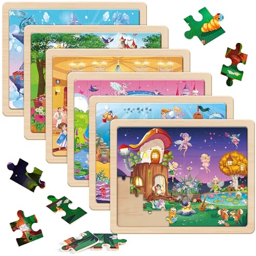 SYNARRY Holzpuzzles für Kinder im Alter von 4–6 Jahren, 6 Packungen mit 60 Teilen, Puzzles für Vorschulkinder von SYNARRY