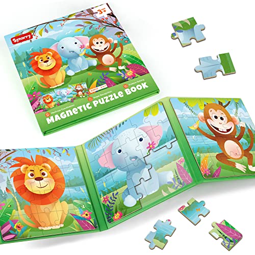 SYNARRY Magnetische Puzzles für Kinder im Alter von 3–5 Jahren, 20 Teile Kleinkind-Puzzles, Kinder-Reise-Aktivitätsspielzeug, Spiele für Kinder im Auto, Flugzeug, Roadtrip, Reise-Puzzles von SYNARRY