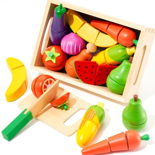 SYNCFUN Kinderküche Zubehör Holz,Küchenspielzeug für Kinder aus Holz,Schneiden Obst Gemüse Lebensmittel Holz,mit Klett Kaufladen Zubehör Küchenzubehör für Kinder Geschenk für Kinder ab 3 Jahren SYNCFUN Kinderküche Zubehör Holz,Küchenspielzeug für Kinder aus Holz,Schneiden Obst Gemüse Lebensmittel Holz,mit Klett Kaufladen Zubehör Küchenzubehör für Kinder Geschenk für Kinder ab 3 Jahren von SYNCFUN