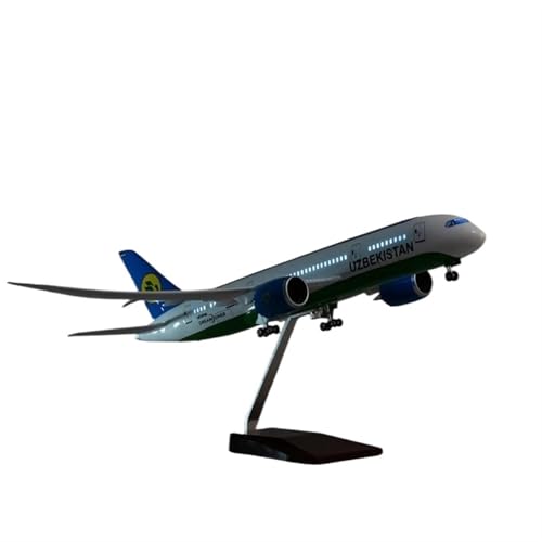 47 cm Für Uzbekistan Airways Flugzeugmodell B787 Dreamliner mit Lichtern und Rädern 1/130 Druckgussharz Modellflugzeugbausatz Spielkits(with Light) von SYOEUR