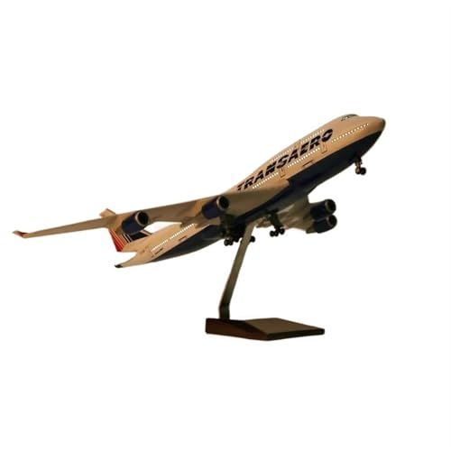 Für Russisches Transaero B747-Luftfahrtmodellflugzeug 1 150 Druckguss-Flugzeugmodell Lichter und Räder Fahrwerk Harzflugzeug-Modellbausatz Spielkits(with Light) von SYOEUR