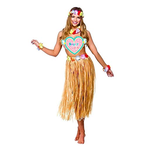 CHSYOO Hawaii Party Kostüm Set von 4 in 1, Hula Rock + Blume Stirnband + 2 Blumen Armband + Halskette Girlande. von CHSYOO