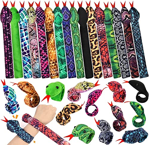 16 Stück Schnapparmband, Schlangenschlag-Armbänder, Reptilien-Party-Gefälligkeiten Schlangen-Druckknopf-Armband Schlagarmbänder Gefüllte Druckknopfbänder Fuzzy-Tier-Schlag auf Armband für Kinder von SYOZPXY
