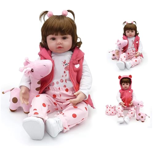 SYP Reborn Babys Puppe Realistische Mädchen 22 Zoll 55cm Lebensecht Weiche Silikon Vinyl Reborn Baby Puppe Toddler Pielzeug Weihnachts Geschenk von SYP