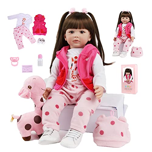 SYP Reborn Puppe Lebensecht 24 Zoll 60 cm Reborn Baby Mädchen Weiches Silikon Vinyl Simulation Reborn Babypuppen Wie Echt Puppe Handgemachtes Reborn Toddler Mädchen Spielzeug Weihnachts Geschenk von SYP