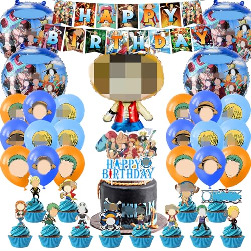 49 Stück Geburtstagsdeko, Partyzubehör zum Thema Anime, Einschließlich Geburtstagsbanner, Tortendeko, Cupcake-Topper, Latexballons, Folienballons, Partygeschenke für Kinder. 49 Stück Geburtstagsdeko, Partyzubehör zum Thema Anime, Einschließlich Geburtstagsbanner, Tortendeko, Cupcake-Topper, Latexballons, Folienballons, Partygeschenke für Kinder. von SYSYSYYASNL