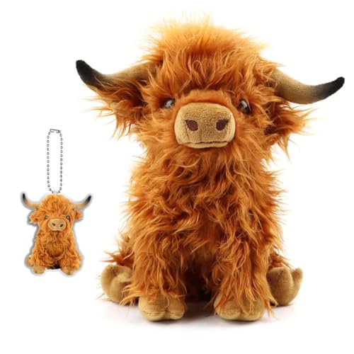 Highland Kuh aus Plüsch, Brauner Highland-Cow-Plüschtier und Schlüsselanhänger aus Acryl in Tierform, weich getufteter Cow Plüschtier, Hausdekoration, beste Geschenke für Kinder Highland Kuh aus Plüsch, Brauner Highland-Cow-Plüschtier und Schlüsselanhänger aus Acryl in Tierform, weich getufteter Cow Plüschtier, Hausdekoration, beste Geschenke für Kinder von SYTTNUM