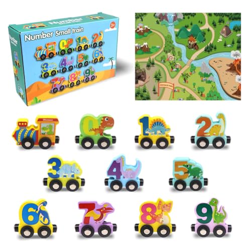 Hölzerner Spielzeug Zug,Holzeisenbahn,Holzes Zugspiel Mit Karte,Magnetische Dinosaurier Holzspielzeug,Montessori Motorikspiel Kleinkind Spielzeug Für 2~5 Jahre Jungen Und Mädchen Kleinkinder Geschenke von SYTTNUM