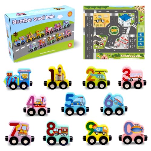 Hölzerner Spielzeug Zug,Holzeisenbahn,Holzes Zugspiel Mit Karte,Magnetische Verkehr Holzspielzeug,Montessori Motorikspiel Kleinkind Spielzeug Für 2~5 Jahre Jungen Und Mädchen Kleinkinder Geschenke von SYTTNUM