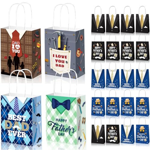 SYTTNUM 24 Stück Vatertag Geschenktüten Taschen,Happy Father's Day 21 cm x 16 cm x 8 cm,Papier-Geschenktüten für Papa,Vatertags-Partyzubehör für Vater, Opa, Vatertag, Partyzubehör SYTTNUM 24 Stück Vatertag Geschenktüten Taschen,Happy Father's Day 21 cm x 16 cm x 8 cm,Papier-Geschenktüten für Papa,Vatertags-Partyzubehör für Vater, Opa, Vatertag, Partyzubehör von SYTTNUM