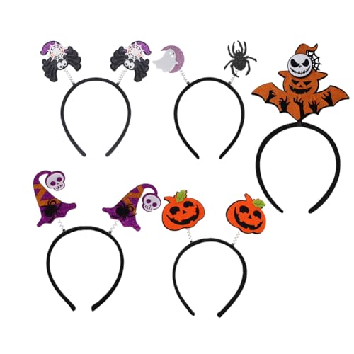 SYTTNUM 5 Halloween Stirnband Halloween Haarreifen mit Hexenhut Spinnennetz Kürbis Skelett Weißer Geister Haarbänder Haarband Halloweens Cosplay Kostüm Halloweens Party Haar Accessoires SYTTNUM 5 Halloween Stirnband Halloween Haarreifen mit Hexenhut Spinnennetz Kürbis Skelett Weißer Geister Haarbänder Haarband Halloweens Cosplay Kostüm Halloweens Party Haar Accessoires von SYTTNUM