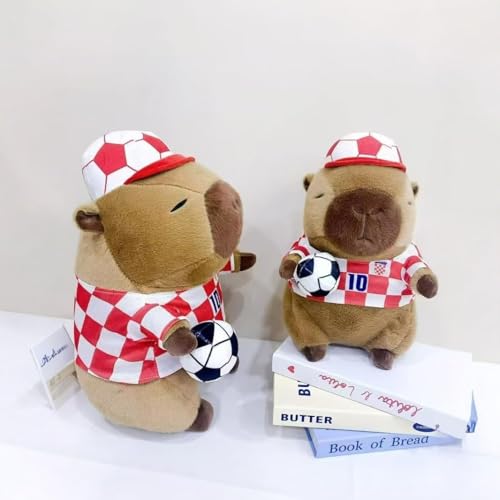 SYTTNUM Capbara Plüsch Spielzeug,Realistischer Weicher Fußball Capbara Spielzeug,Nette Capbara Puppe Simulation Capbara Gefüllte Tier Puppe,Capbara Puppe mit Fußball-25cm von SYTTNUM