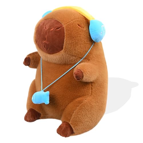 SYTTNUM Capbara Plüsch Spielzeug,Realistischer Weicher Headset Capbara Spielzeug,Kleine Fische Hängende Hals Capbara Puppe,Nette Capbara Puppe Simulation Capbara Gefüllte Tier Puppe-30cm von SYTTNUM