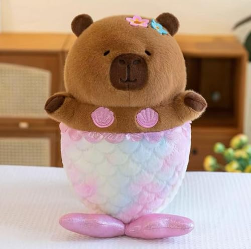 SYTTNUM Capbara Plüsch Spielzeug,Realistischer Weicher Ozean Capbara Spielzeug,Nette Memaid Capbara Puppe Simulation Capbara Gefüllte Tier Puppe,Capbara Puppe mit Ozean-35cm von SYTTNUM