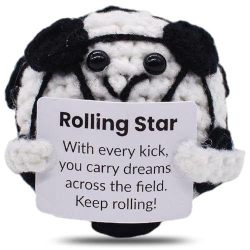 SYTTNUM Gehäkelter Fußball,Positive Fußball Häkelenten,Süßes Lustiges Gehäkeltes Inspirierendes Fußball Spielzeug Positive Gestrickte Plüsch Puppe,Ermutigendes Geschenk von SYTTNUM