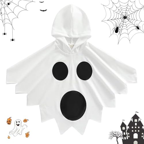 SYTTNUM Halloween Kostüm Kinder, Geister Weiß Umhang,Weißes Geister Poncho Kostüm Halloween Geist Robe Kostüm für Karneval Fasching, Rollenspiel Zubehör von SYTTNUM