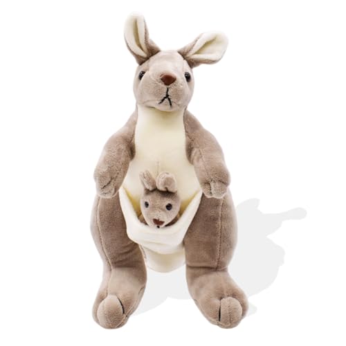 SYTTNUM Känguru Plüschtier 28cm Känguru Kuscheltier Mutter und Kind Känguru Plüsch Stofftier Känguru für Kinder Kuscheln, Spielen und Schlafen von SYTTNUM