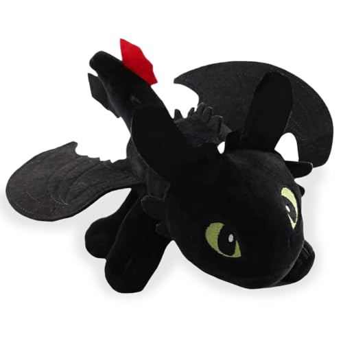 SYTTNUM Kinder Cartoon Plüschtier, Drachenzähmen Leicht Gemacht Plüschfigur, Super Soft Plüschtiere Toothless, Plüschtier Geschenke Für Kuscheltierliebhaber (Schwarz) von SYTTNUM