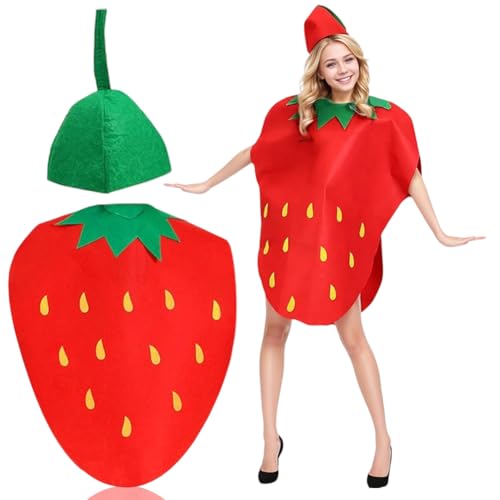 SYTTNUM Lustiges Obst-kostüm, Kostüm Erdbeere Erdbeerenkostüm, Cosplay-kostüm Für Feiertags-Rollenspiel-Performance-Partys von SYTTNUM