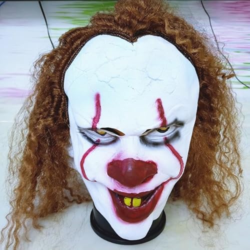 SYTTNUM Realistische Clown-Maske, Maske Halloween Karneval Cosplay Kostüm Party, Vollgesicht Clown Grusel Maske, für Kinder und Erwachsene von SYTTNUM