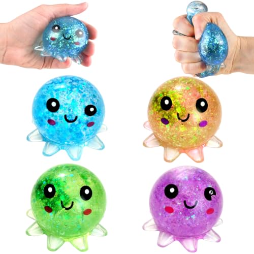 Tier Squeeze Spielzeug, Niedlicher Animal Squishy, Stressball Erwachsene und Kinder, Squishy Anti Stress Bälle Squishy Fidget Toy, Knautschball Stressbälle Lindert Stress und Wut, 4PCS von SYTTNUM