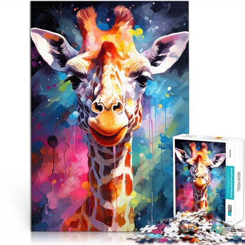 1000-teiliges Puzzle für Erwachsene, Aquarell-Giraffe, Lernspiele für Zuhause, DIY-Spielzeug, 26 x 38cm, ganze Familie von SYUNFEI