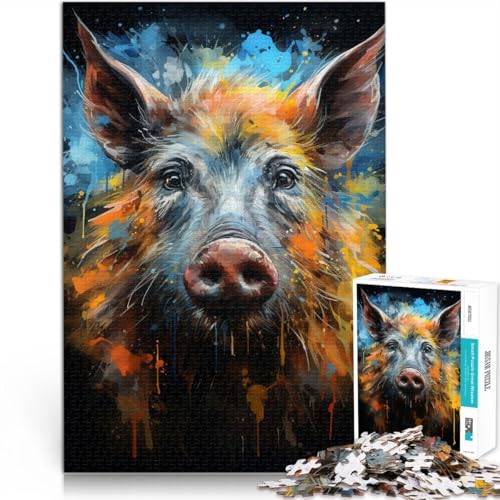 1000-teiliges Puzzle für Erwachsene, Aquarell-Wildschwein-Quizspiel, 19,7 x 29,5 Zoll. Helfen Sie dem Gehirn, süchtig machende Spielzeuge zu trainieren und Geduld zu entwickeln. von SYUNFEI