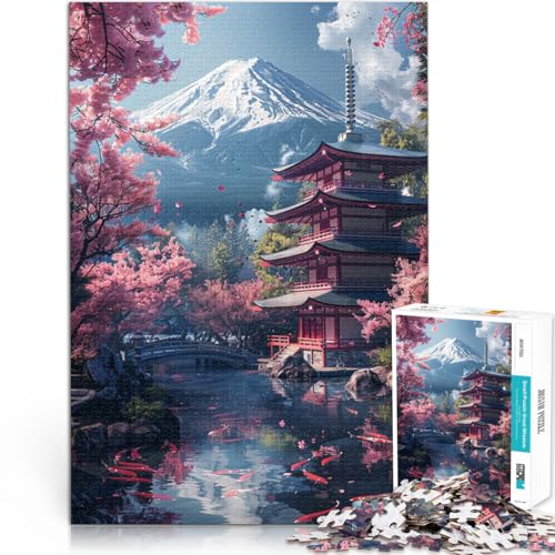 1000-teiliges Puzzle für Erwachsene, Berg Fuji und Tempel, Puzzle, Lernspiele, 26 x 38cm. Trainieren Sie Ihr Gehirn und Ihre Hände. von SYUNFEI