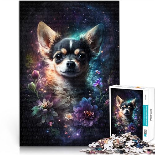 1000-teiliges Puzzle für Erwachsene, Chihuahua-Blumen-Puzzle – anspruchsvolles Spiel,50x75cm, tolles Geschenk für Spiele für Teenager ab 14 Jahren von SYUNFEI
