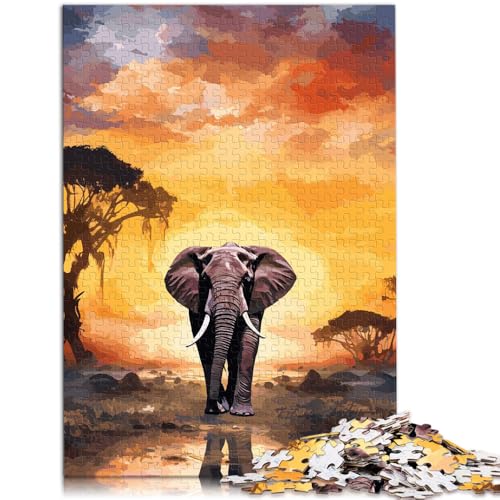 Puzzle für Erwachsene, 1000 Teile, Elefanten, Afrika, Sonnenuntergang, Denkspiel, Weihnachts- und Geburtstagsgeschenk, 19,7 x 29,5 Zoll, Puzzle für Erwachsene, 1000 Teile, Elefanten, Afrika, Sonnenuntergang, Denkspiel, Weihnachts- und Geburtstagsgeschenk, 19,7 x 29,5 Zoll, von SYUNFEI