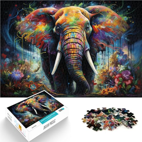 Puzzle 1000 Teile für Erwachsene, farbenfrohes Elefantentier, Lernspiel, Herausforderungsspielzeug, trainieren Sie Ihr Gehirn und Ihre Hände, 50 x 75 cm von SYUNFEI