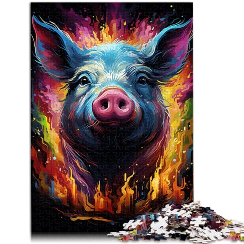 1000-teiliges Puzzle für Erwachsene, Malen, Farbe, Schwein, Lernspielzeug, tolles Geschenk für die ganze Familie, 26x38cm 1000-teiliges Puzzle für Erwachsene, Malen, Farbe, Schwein, Lernspielzeug, tolles Geschenk für die ganze Familie, 26x38cm von SYUNFEI