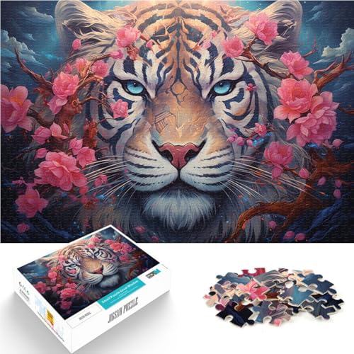 1000-teiliges Puzzle für Erwachsene, Sakura und Tiger, anspruchsvolles Spiel, Puzzles 19,7 x 29,5 Zoll, anspruchsvolles, unterhaltsames Spiel für die ganze Familie von SYUNFEI