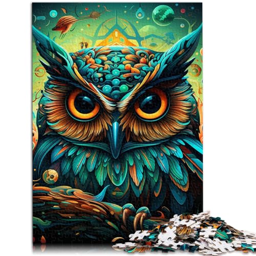 1000-teiliges Puzzle für Erwachsene, Tier, Bunte Eule, Spielzeug, Lernspiele, Stressabbau, 38x52 cm, hilft dem Gehirn, süchtig machendes Spielzeug zu trainieren von SYUNFEI