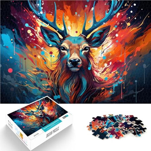 1000-teiliges Puzzle für Erwachsene, Tierpuzzle mit Elchmotiv, Lernpuzzle,50x75cm, Heimkunstdekor für Teenager ab 14 Jahren von SYUNFEI
