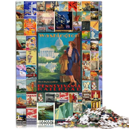 1000-teiliges Puzzle für Erwachsene, Vintage-Reise-Wandkunst-Puzzle – anspruchsvolles Spiel, 26 x 38cm 1000-teiliges Puzzle für Erwachsene, Vintage-Reise-Wandkunst-Puzzle – anspruchsvolles Spiel, 26 x 38cm von SYUNFEI