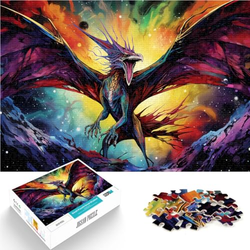 Puzzle mit 1000 Teilen für Erwachsene, farbiges Flugsaurier-Quizspiel mit vollständig ineinander greifenden, zufällig geformten Teilen, 26x38cm von SYUNFEI