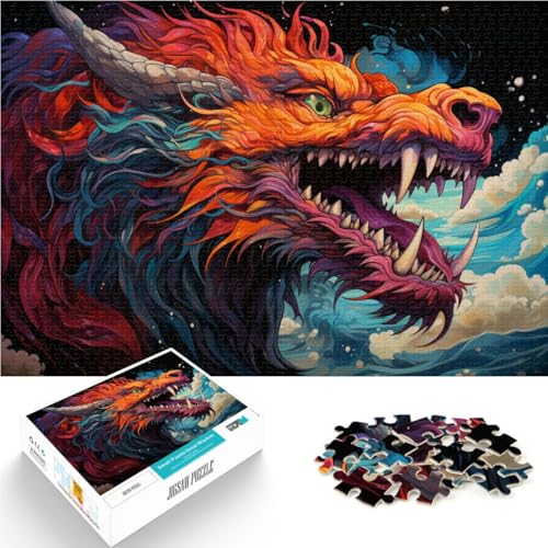 Puzzle für Erwachsene, 1000 Teile, bunter Drachenkopf, Denkspiel, Lernspiel für Geburtstag, Weihnachten,50x75cm, für 14-Jährige von SYUNFEI