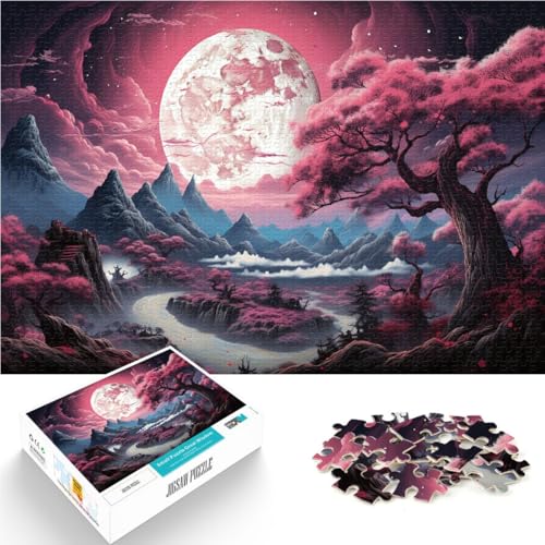 Puzzle für Erwachsene, 1000 Teile, EIN wunderschönes rosa Waldgemälde, Heimdekoration, Puzzle-Spielzeug, 14,96 x 20,47 Zoll, von SYUNFEI