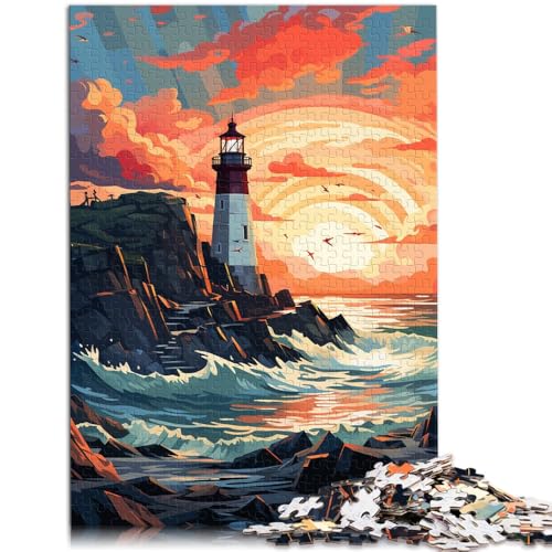 Puzzle für Erwachsene, 2000 Teile, Leuchtturm-Sonnenuntergang, Spielzeug, Lernspiele, Stressabbau, Urlaub zu Hause, Zeitvertreib, 70 x 100 cm, für Teenager ab 14 Jahren von SYUNFEI
