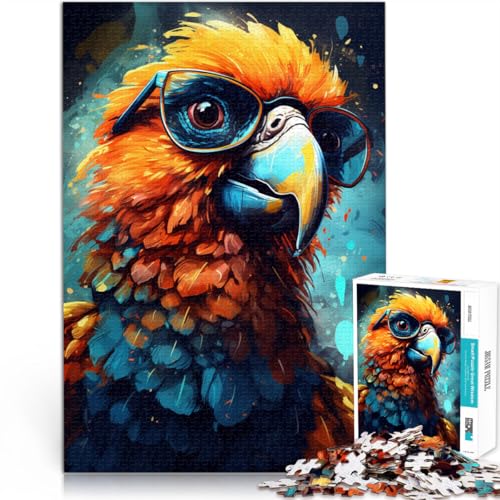 2000-teiliges Puzzle für Erwachsene, Papagei mit Brille, anspruchsvolles Spiel, 27,56 x 39,37 Zoll, Eltern-Kind-Interaktion von SYUNFEI