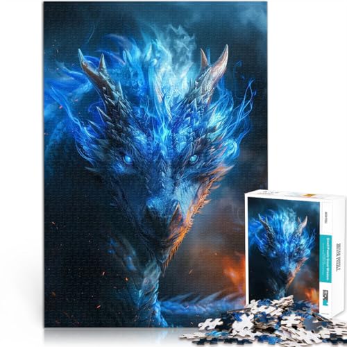Älterer Drache mit blauen Augen Puzzle 2000 Teile für Teenager Herausforderndes Spiel Lernspiel für Geburtstag, Weihnachten 70x100cm von SYUNFEI