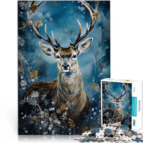 Abstrakter Kintsugi-Hirsch 1000-teiliges Puzzle für Erwachsene Denkspiel Jedes Stück ist einzigartig – Anspruchsvolles Familienspiel 38x26cm von SYUNFEI