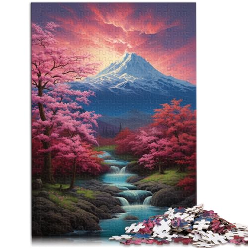 1000-teiliges Puzzle für Erwachsene „Sakura und japanische Berge“, Lernspielzeug, 26 x 38cm, ganze Familie von SYUNFEI