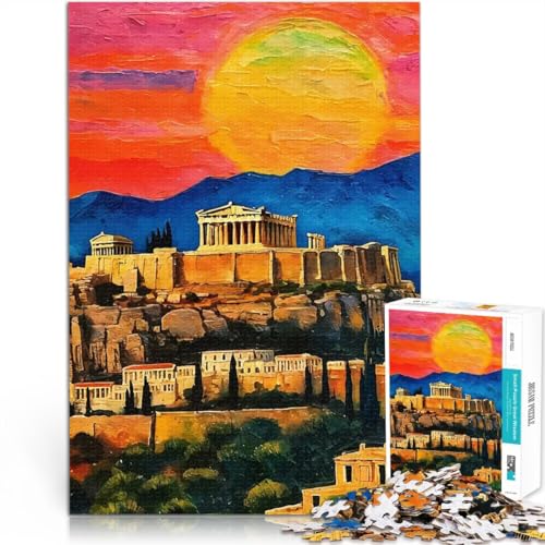 Akropolis Sonnenuntergang Gemälde 2000-teilige Puzzles für Teenager Entspannungsspiele Einzigartige Wohndekoration und Geschenke 70x100cm von SYUNFEI